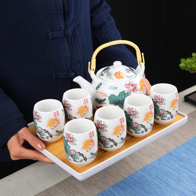 Kiln Change beam Kettle Kung Fu Tea Set Group Home Ceramic Teapot Tea Cup Large Kettle Braces Filter WHOLE SET OF GIFT GIVING GIFT