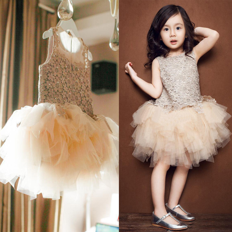 Girls Lace Dress Korean Children's Clothing Girls Dresses Baby Dresses Puffy Princess Skirts Children's Western Style Summer Dresses