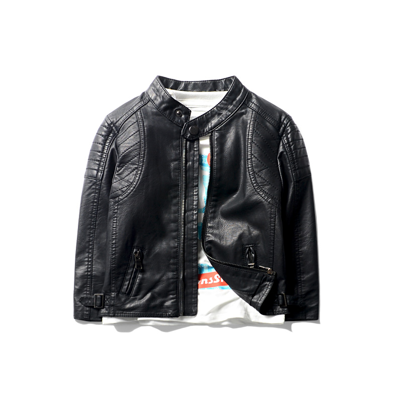Foreign Trade Boys Leather Coat Autumn Winter Jacket European and American Children's Wear Stand Collar Motorcycle Leather Jacket Boys Leather Coat