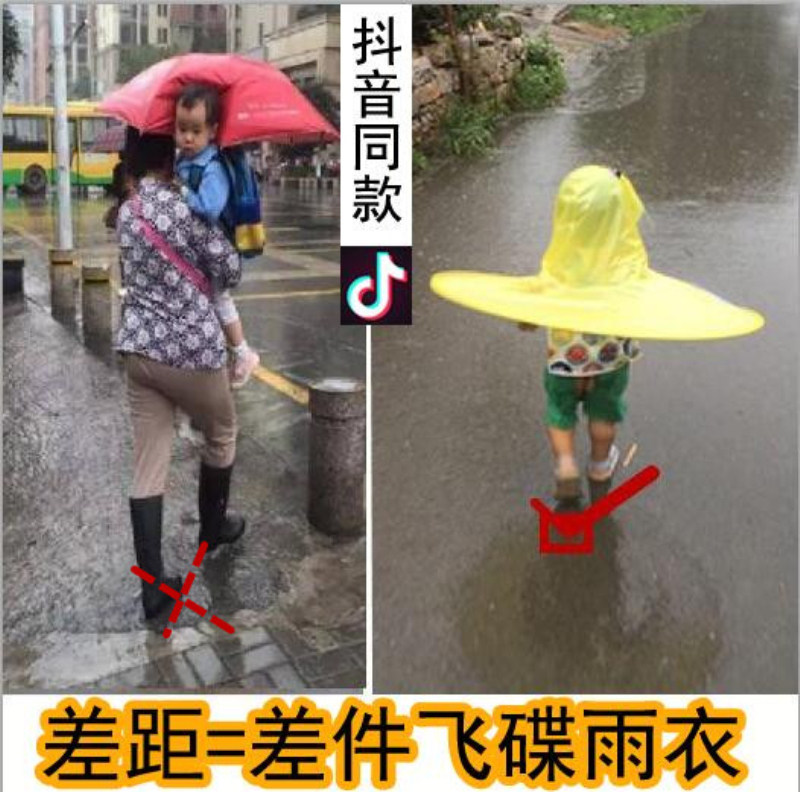Children's flying saucer raincoat umbrella Boy and girl kindergarten little yellow duck baby folding child cape shaking sound with the same paragraph
