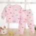 Bộ đồ lót trẻ em bằng vải cotton cho bé trai và bé gái mùa thu Quần áo cotton đôi cotton mùa xuân và mùa thu cotton ba lớp quần áo trẻ em đẹp Quần áo lót