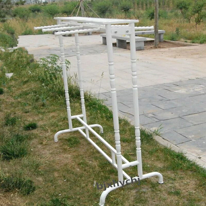Wrought iron clothing rack Clothing store men's and women's shelves display rack Floor-standing island rack is hanging rack Clothes rack specials