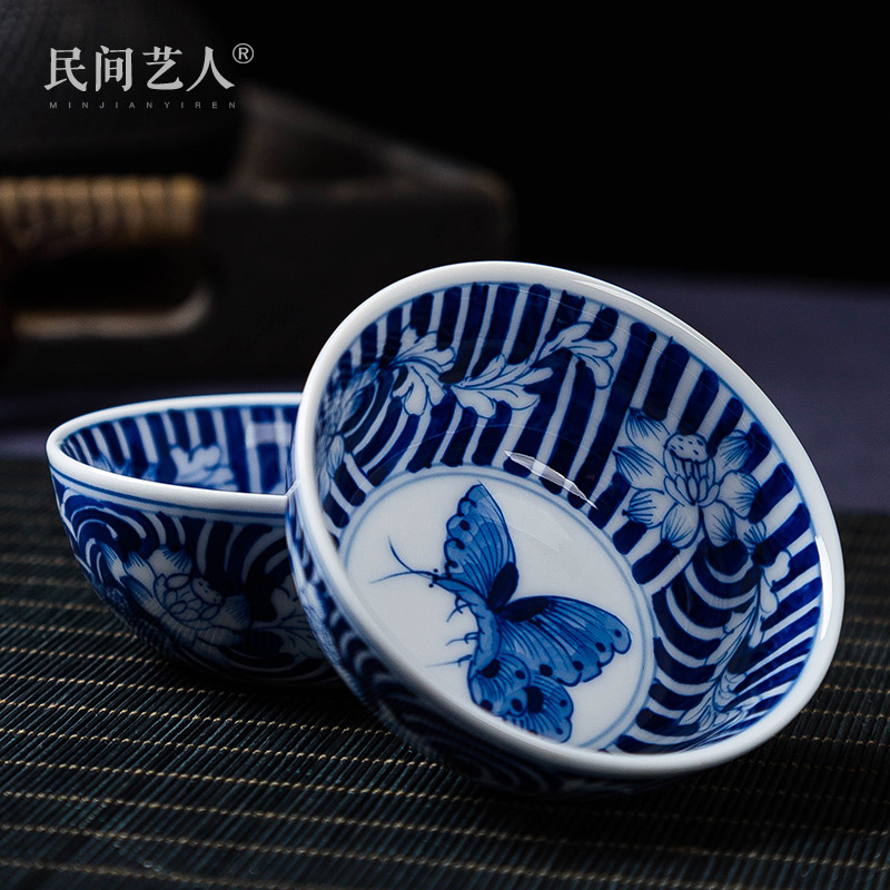 Jingdezhen Ceramics hand - painted cup of personal cup of hand - painted blue blue kung fu tea cup owner cup single cup