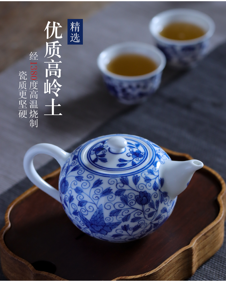 Jingdezhen blue and white hand - made ceramic chiba figure teapot single pot home of kung fu tea tea, single pot