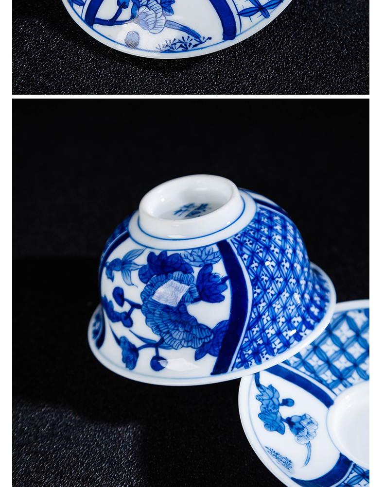 Jingdezhen ceramic hand - made porcelain only three tureen under glaze color kung fu tea set hand catch make tea bowl to bowl