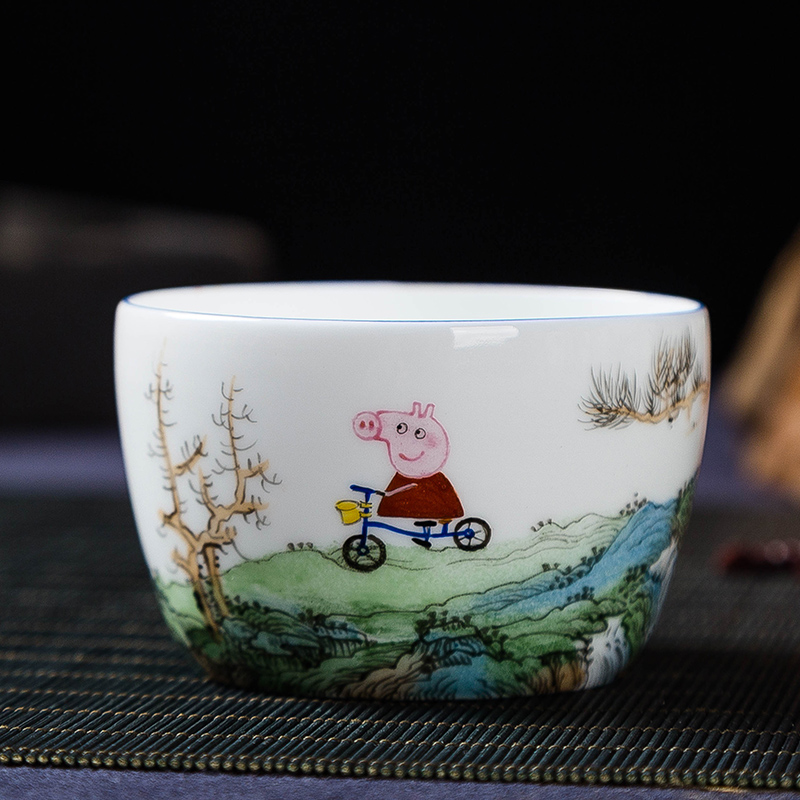 Manual hand - made teacup jingdezhen ceramics cup pig paggy master page cup water chestnuts social one cup of spring outing