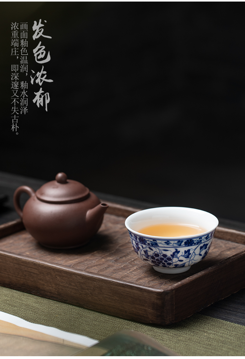 Jingdezhen hand - made master cup single cup large bowl of blue and white porcelain drinking kombucha tea ceramic cups individual sample tea cup