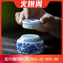 Jingdezhen tao ci shou hui blue and white ceramic tea sealed kung fu tea chu cha guan household awake cha guan