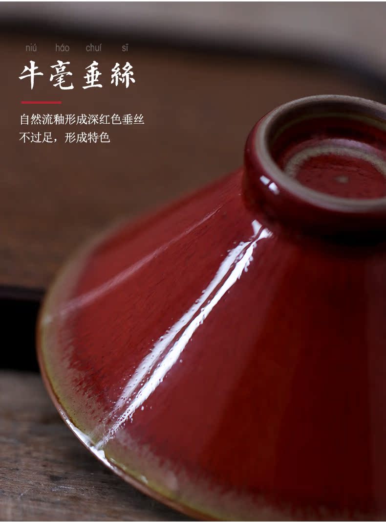 Jingdezhen ceramic checking ruby red master cup single CPU kung fu tea sample tea cup with the personal special small bowl