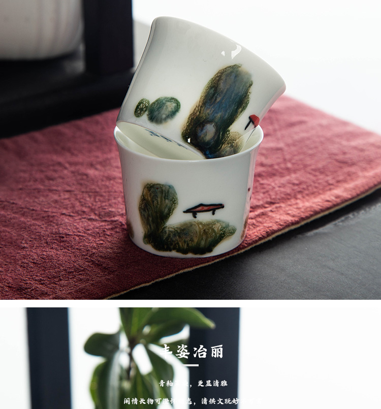 Hand - made ceramic tea cup sample tea cup color glaze up product manual single CPU JingDe kung fu tea masters cup