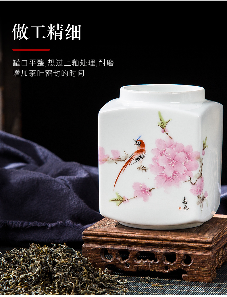 Folk artists checking applique pastel blue and white porcelain tea pot half jins of jingdezhen ceramics waterproof seal storage tank