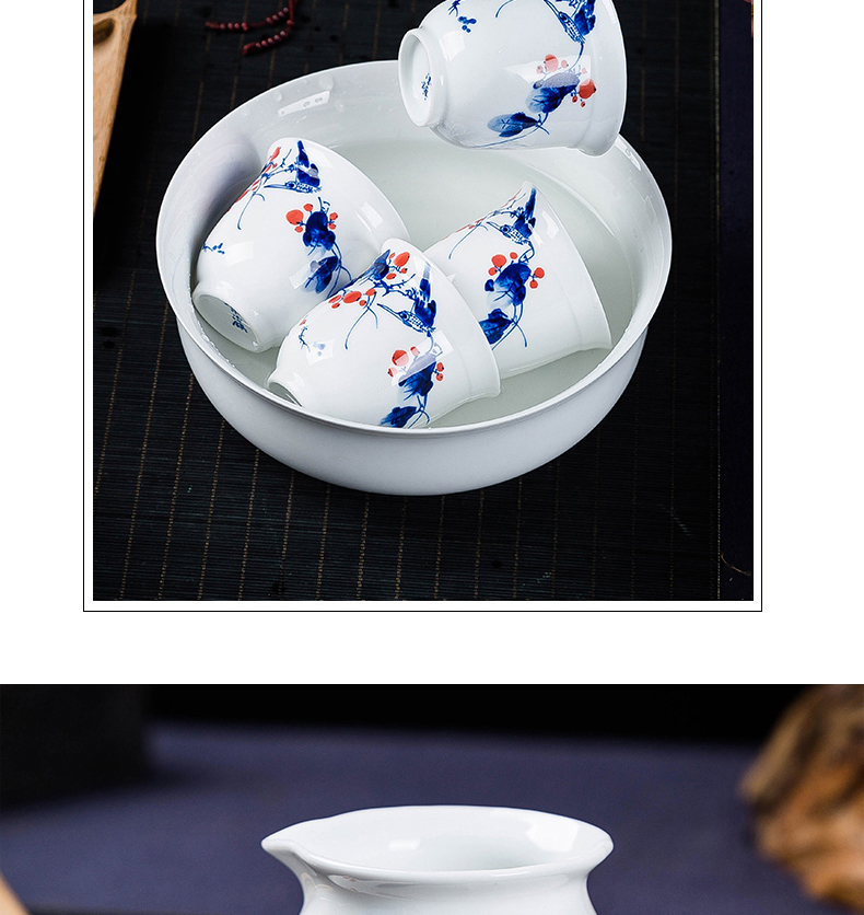 Blue and white kung fu tea tea ware domestic tea taking item teapot teacup tureen tea filter high - white hand - made