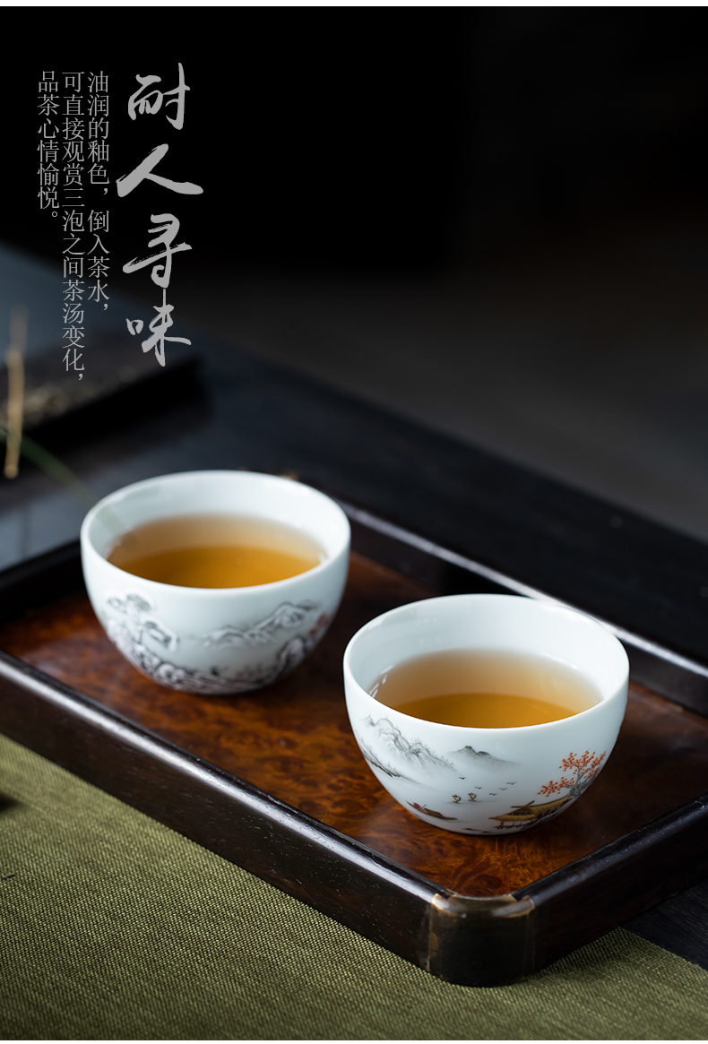 Ink snow hand - made master cup of jingdezhen ceramics enamel kung fu tea cup single CPU single small bowl