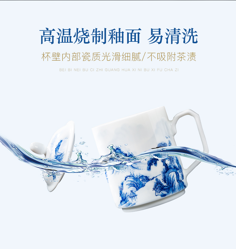 Folk artists hand - made mountains MinShe office of blue and white porcelain tea cups of jingdezhen ceramics with the single cups of water