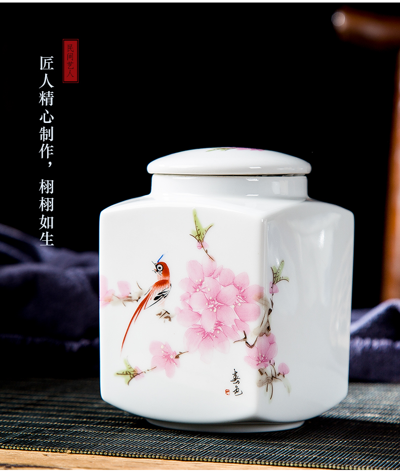 Folk artists checking applique pastel blue and white porcelain tea pot half jins of jingdezhen ceramics waterproof seal storage tank