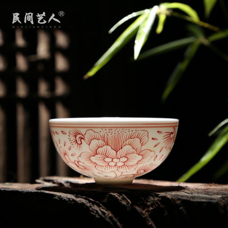 Jingdezhen ceramic sample tea cup hand - made youligong master cup personal cup single CPU kung fu tea cups