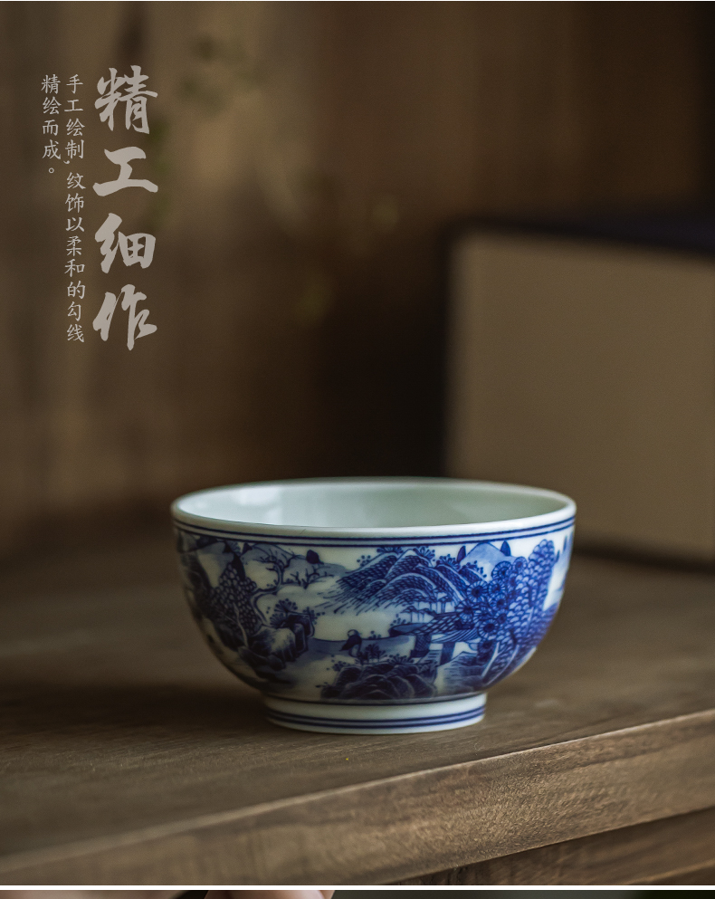 Kangxi all hand landscape master cup of jingdezhen ceramic hand - made sample tea cup kung fu tea cup single CPU