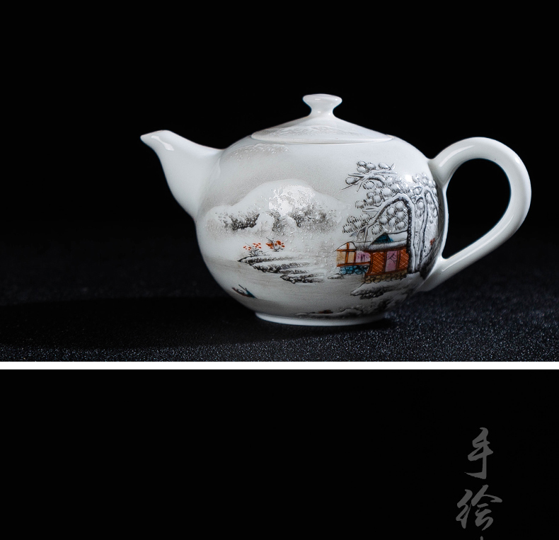 Hand draw pastel wonderland scenery teapot single pot of jingdezhen ceramic kung fu xi shi pot teapot tea teapot