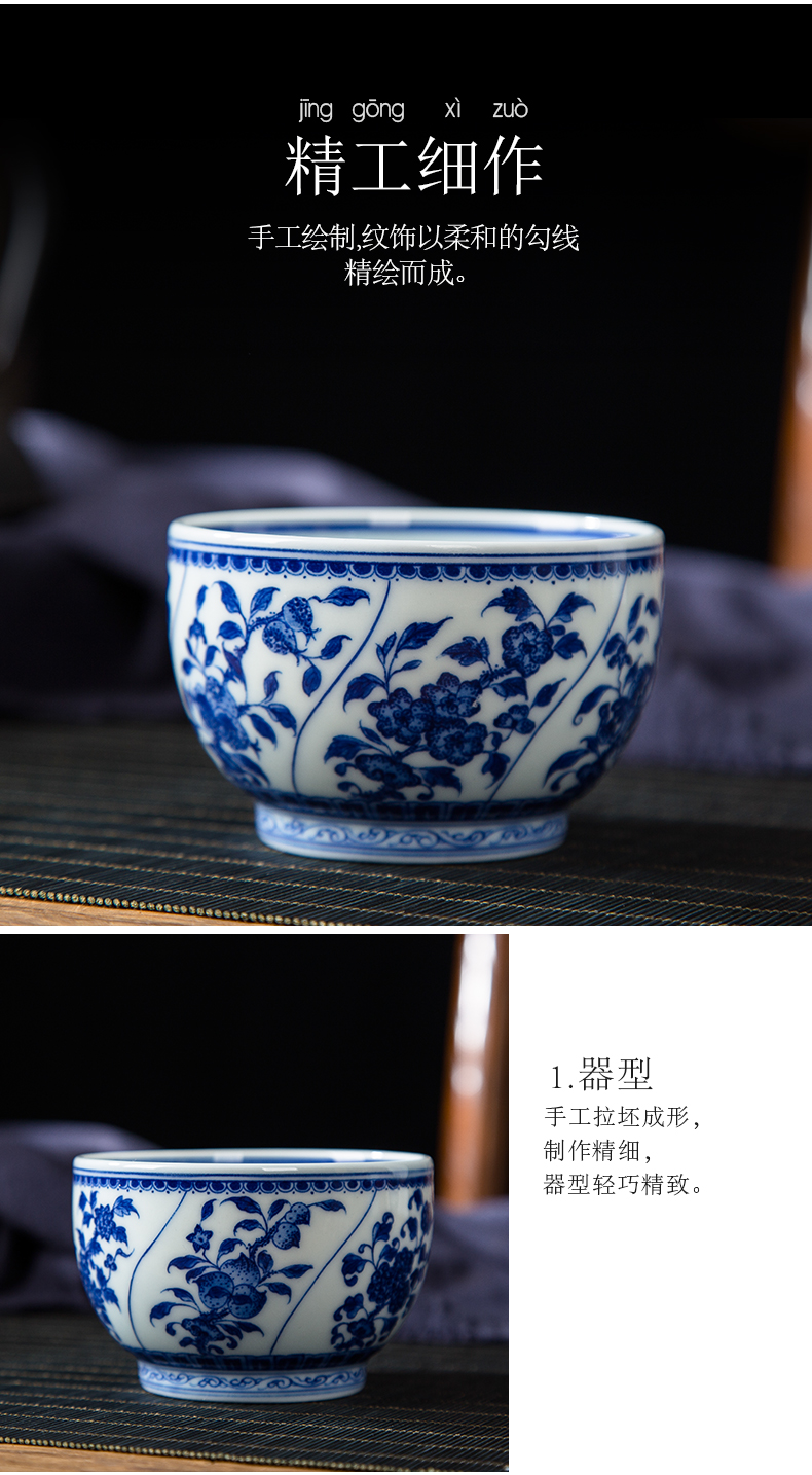 Flowers figure hand - made porcelain of kung fu master cup of jingdezhen ceramics cup sample tea cup individual cup single cup bowl