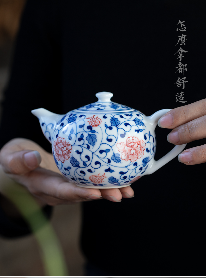 Jingdezhen ceramic kung fu hand - made porcelain teapot youligong household small single pot of tea tea is tea kettle