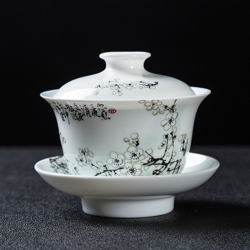 Tea set household contracted jingdezhen ceramic white porcelain tureen a complete set of Tea cups little suit Chinese kung fu