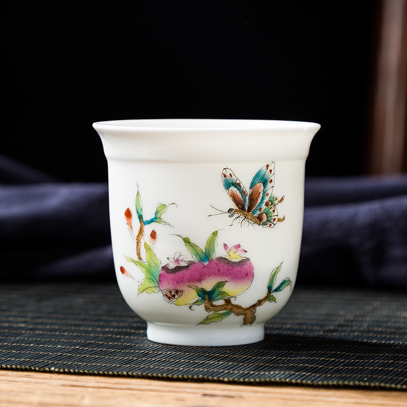 Folk artists hand - made pastel mantis catching cicada large master cup single CPU jingdezhen ceramic kung fu tea cups