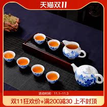 Jingdezhen blue and white tea set ceramic hand-painted 8 head tea set kung fu tea set fair single cup set
