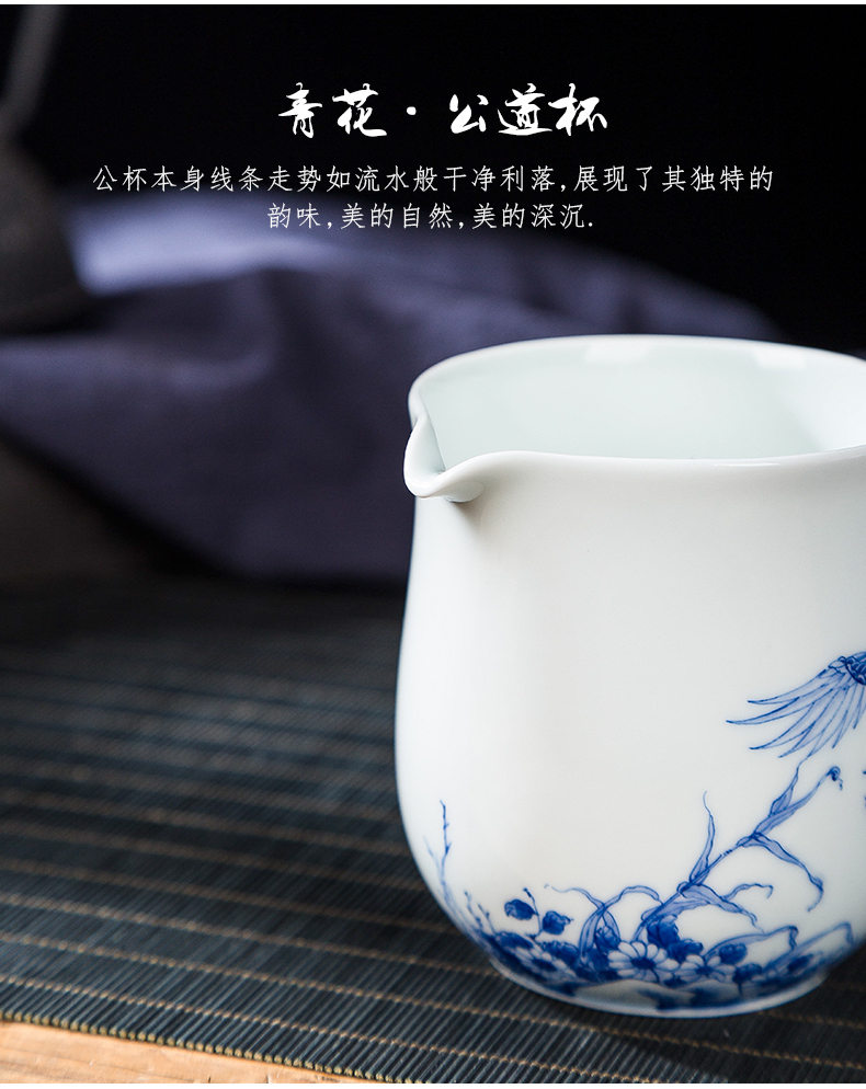 Jingdezhen ceramic hand - made all hand blue mirs well fair keller cup kung fu tea tea set points