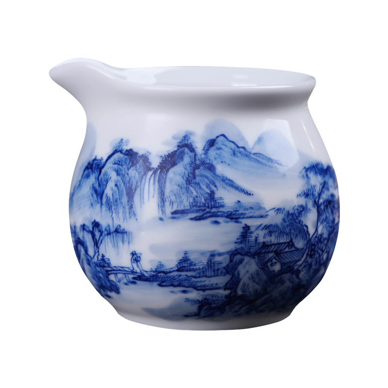 Hand - made points of blue and white porcelain fair keller of tea ware jingdezhen ceramic kung fu tea service parts under the glaze color pure manual tea sets