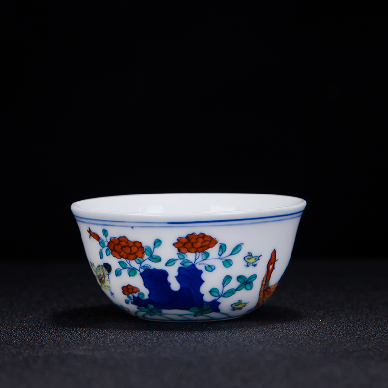 Jingdezhen ceramic color bucket sample tea cup hand - made large master cup archaize single CPU kung fu household individual cups cup