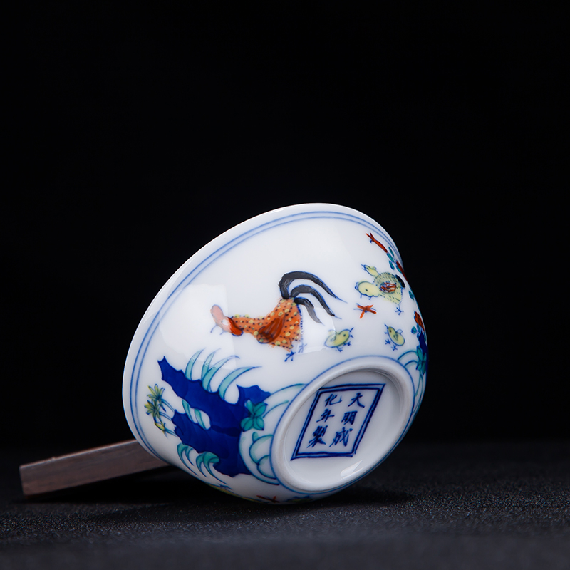 Jingdezhen ceramic color bucket sample tea cup hand - made large master cup archaize single CPU kung fu household individual cups cup