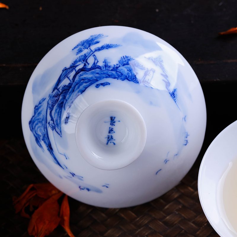 Jingdezhen porcelain and hand draw small cups white porcelain sample tea cup bowl bowl kung fu tea set small cup