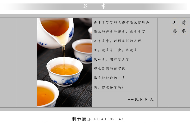 Blue and white hand work suit masters cup of jingdezhen ceramic kung fu tea cups sample tea cup pure manual single CPU