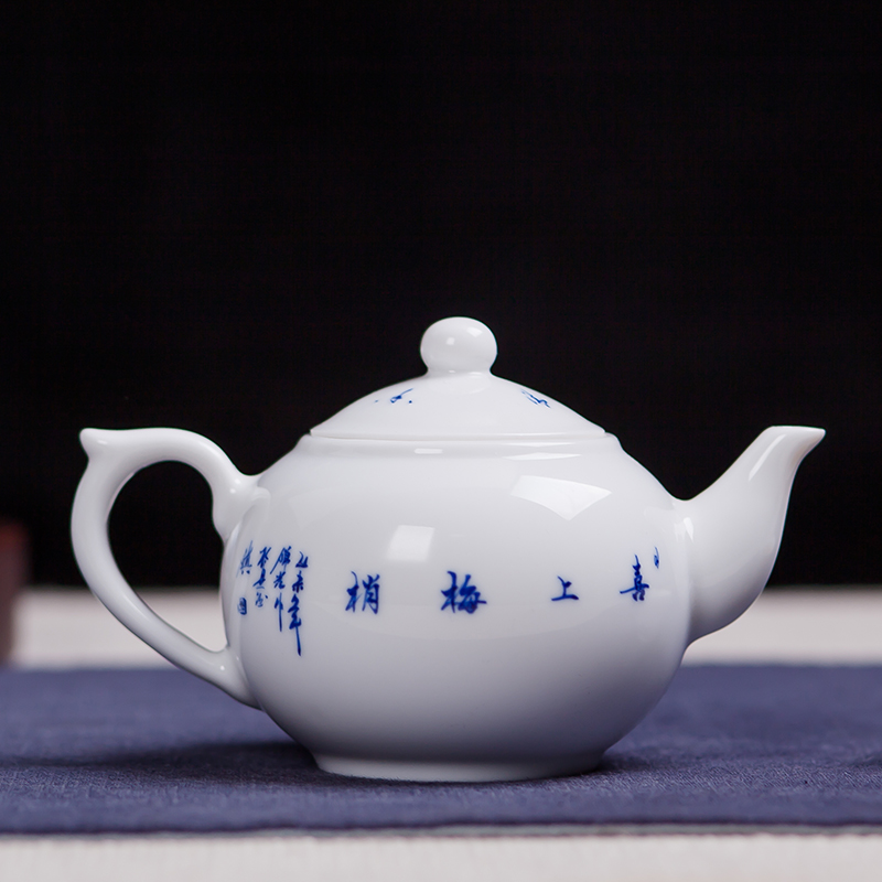 Jingdezhen ceramic hand - made heavy manual blue and white porcelain teapot kung fu tea tea is tea kettle