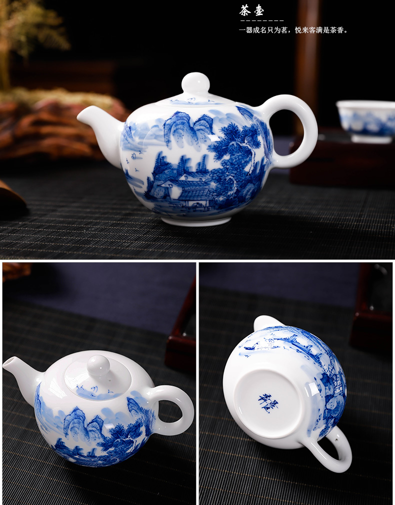 Jingdezhen porcelain tea set ceramic hand - made 8 head tea kungfu tea set reasonable single cup package of a complete set of mail