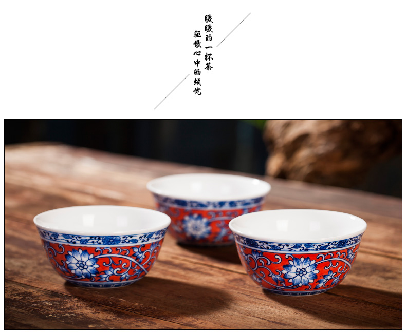 Jingdezhen ceramic hand - made pastel sample tea cup kung fu tea set personal cup master cup small bowl with a cup of tea cups
