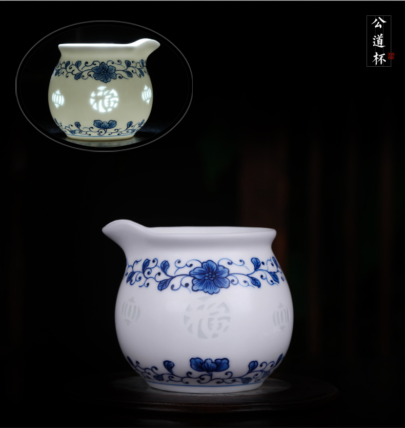 Jingdezhen blue and white and exquisite ceramic tea set suit hand - made kung fu tea cup teapot set fair keller