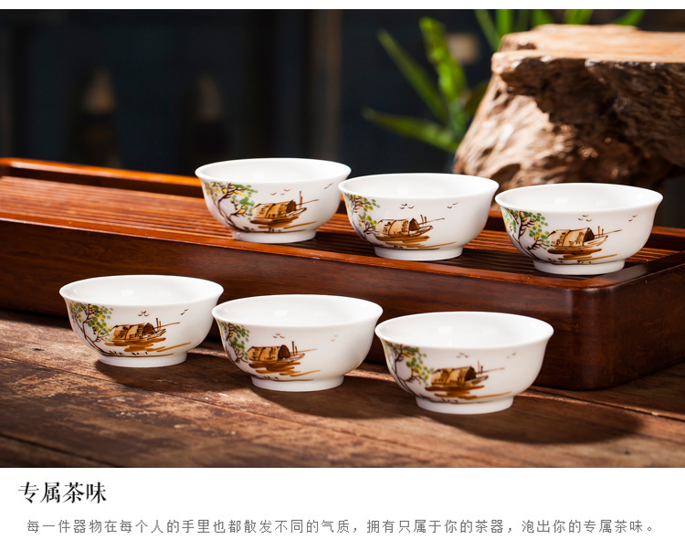 Jingdezhen ceramic hand - made eight head of famille rose porcelain tea set household set of kung fu tea tea gift porcelain