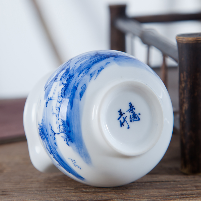 Jingdezhen ceramic hand - made small landscape kung fu tea set fair keller sample tea cup tea ware justice cup and cup