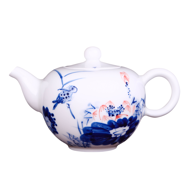 Jingdezhen ceramic hand - made kung fu tea tea manual craftsmen single pot of pu - erh tea tea kettle with tea