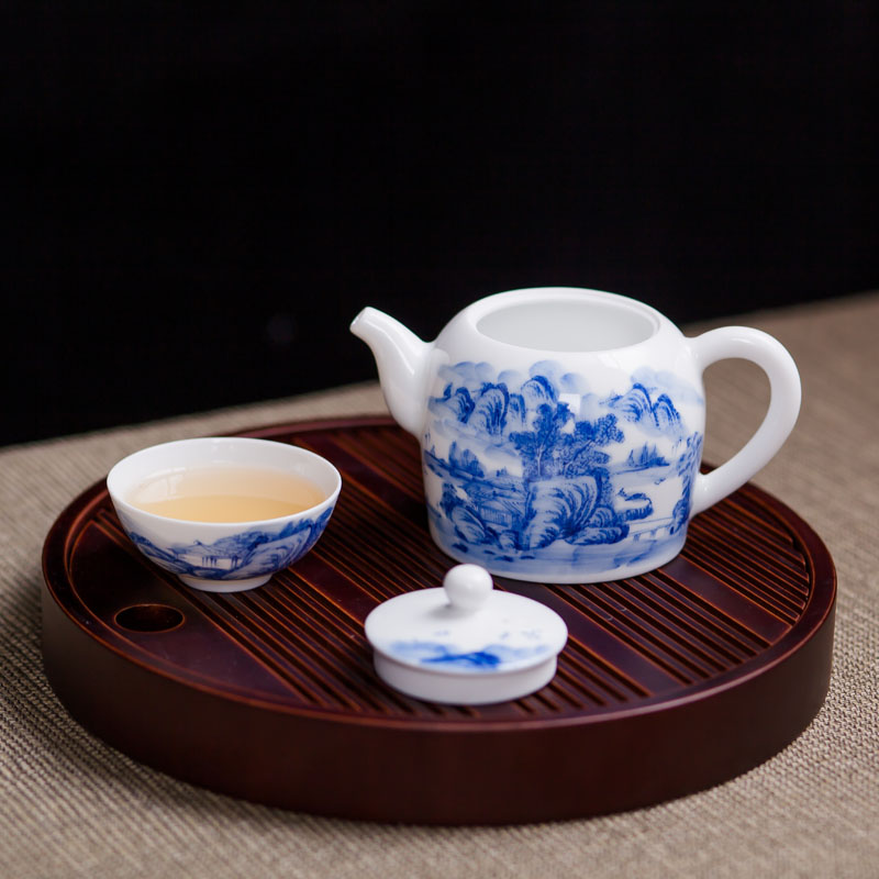 Jingdezhen ceramic hand - made 8 fair head kung fu tea cup teapot tea set manually a complete set of household gifts