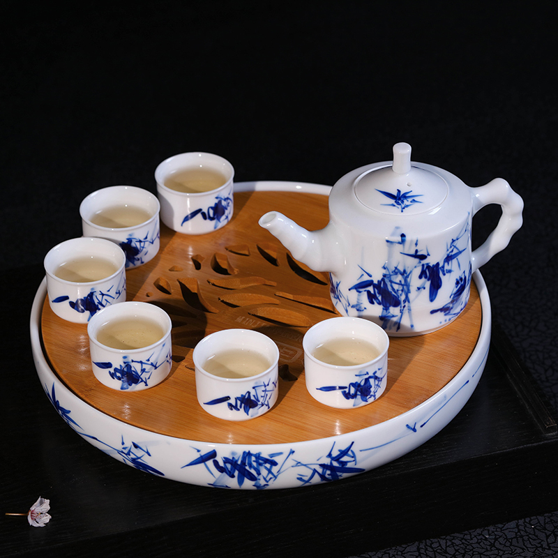 Jingdezhen ceramic means safe hand - made bamboo tea tray was kung fu tea set with parts solid wood saucer porcelain tea tray package mail