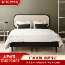 Nordic ash wood rattan bed B&B rattan bed bedroom furniture rattan bed Southeast Asia 1 8m real rattan double bed
