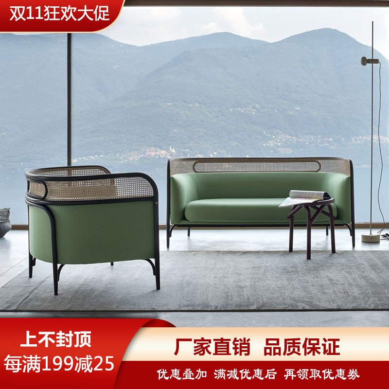 Nordic Rattan Sofa Small Household Type Trio Brief Living Room Sofa Creative Solid Wood Vine sofa Mind furniture 