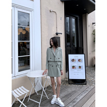  (Spot)surblue solid color small suit suit female ins wind vest dress suit two-piece suit