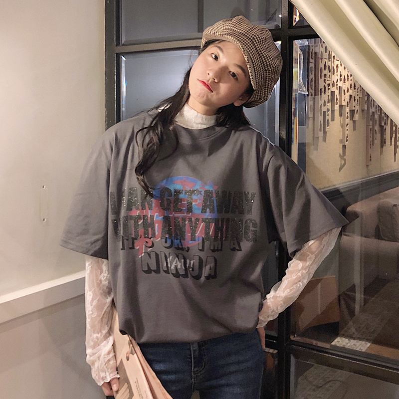 Real shooting summer new net red ancient feeling girl super fire CEC short sleeve T-shirt women's cotton