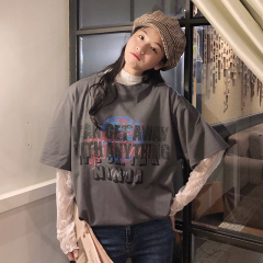 Real shooting summer new net red ancient feeling girl super fire CEC short sleeve T-shirt women's cotton