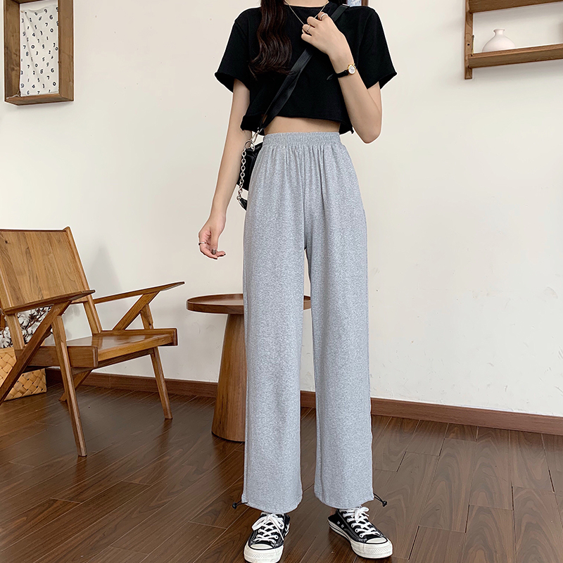 Real shot ~ fall / winter 2020 loose legged wide leg pants women's thin high waisted casual pants