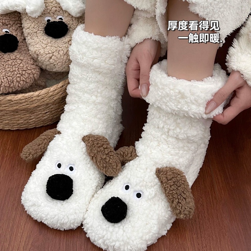 Puppy Socks, Foot-Warming Magic Floor Socks, Women's Sleep Socks, Plush Thickened Warm Socks, Cute Cartoon Home Long Socks Puppy Socks, Foot-Warming Magic Floor Socks, Women's Sleep Socks, Plush Thickened Warm Socks, Cute Cartoon Home Long Socks