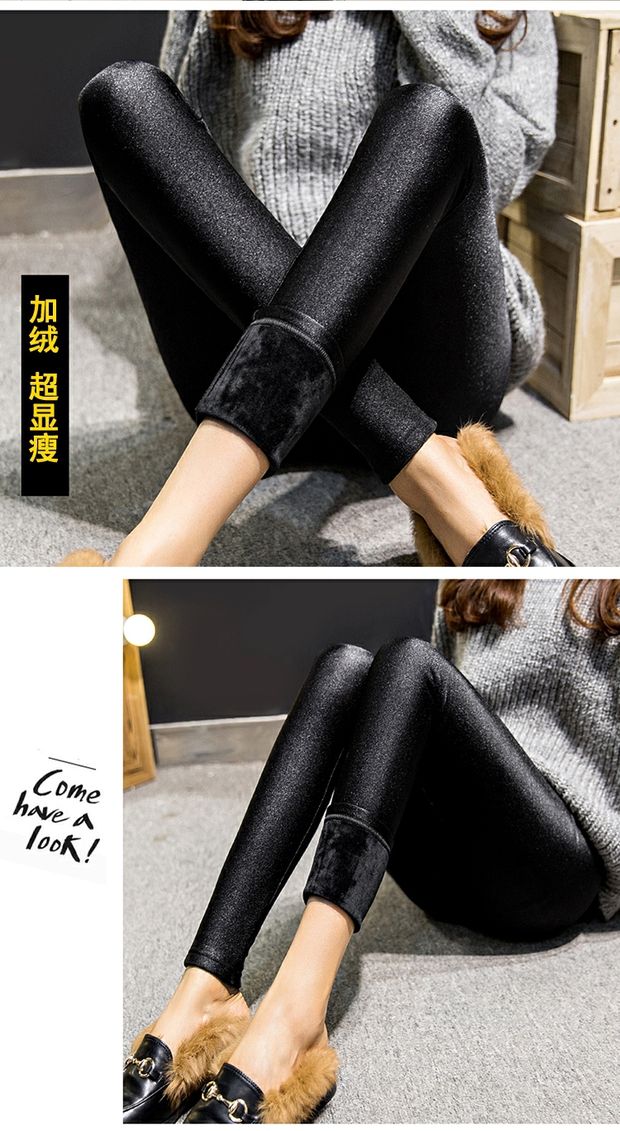 Quần legging nhung siêu mềm và nhung Phụ nữ mùa thu đông ấm áp mặc quần dài size rộng quần mỏng eo cao dày quần áo thể thao nữ